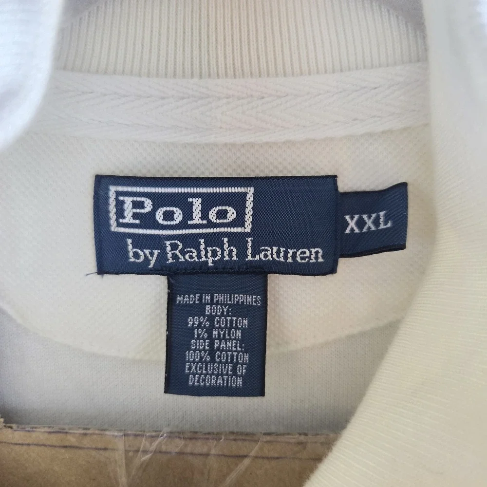 Vintage Polo Ralph Lauren Big Pony Track Full Zip Beige Jacket Mens 2XL